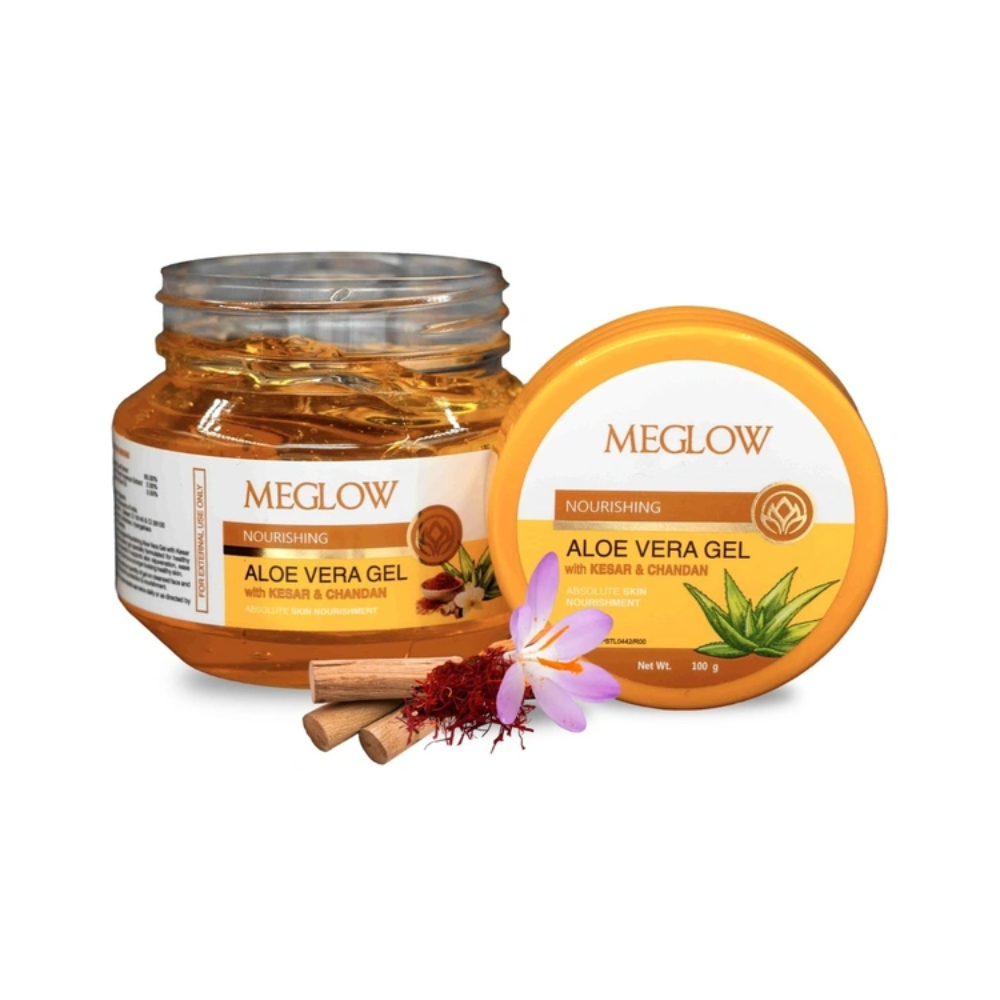 Meglow Aloe Vera Gel with Kesar & Chandan (100g)