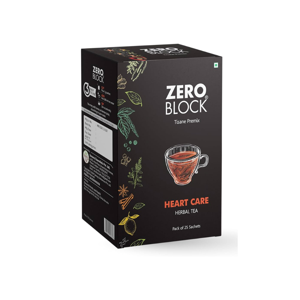 ZERO BLOCK Heart Care Herbal Tea (Tisane Premix) | 25 Sachets