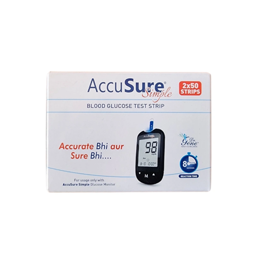 AccuSure Simple Blood Glucose Test Strips (100Strips)