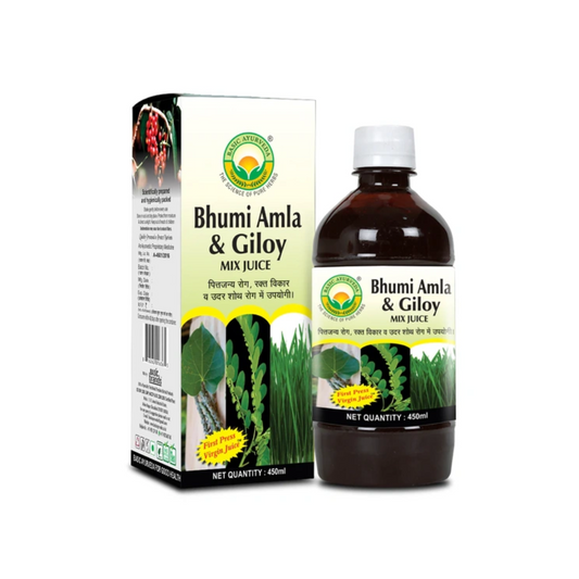 Basic Ayurveda Bhumi Amla & Giloy Mix Juice (Wheat Grass Yukta) (450ml)