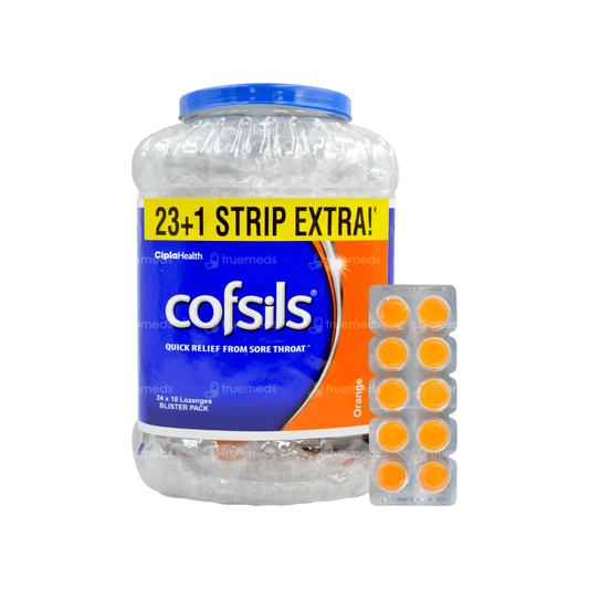 Cipla Cofsils Lozenges Orange Jar (24 × 10 Lozenges) Blister Pack