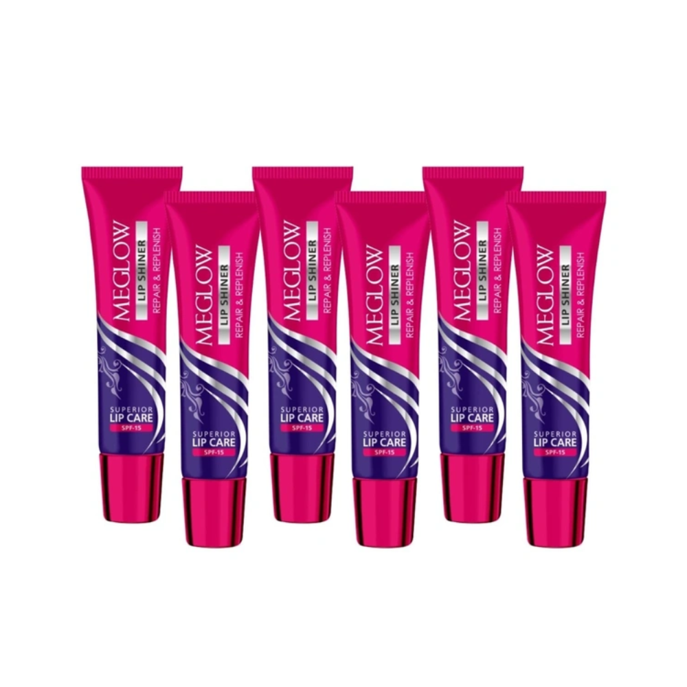 Meglow Lip Shiner Combo (Pack of 6) – Soft & Nourished Lips (15g Each)