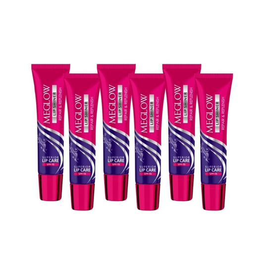 Meglow Lip Shiner Combo (Pack of 6) – Soft & Nourished Lips (15g Each)