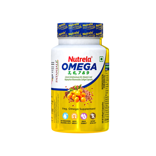 Patanjali Nutrela Organic Omega 3,6,7 & 9 Veg Soft Gel Capsule (60Caps)